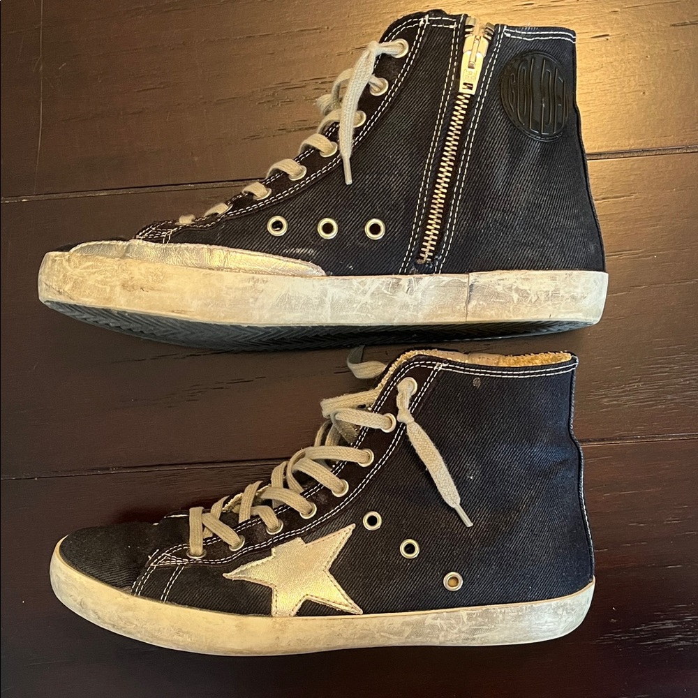 Golden Goose Navy and Silver High-Top Sneakers - Picture 2 of 6